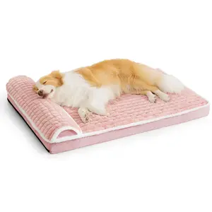Jolifield Orthopedic Dog Bed for medium large sized Dog with Pillow, Waterproof Soft Warm Comfortable Egg Crate Foam Pet Beds Mat with Removable Washable Cover and Non-Slip Bottom