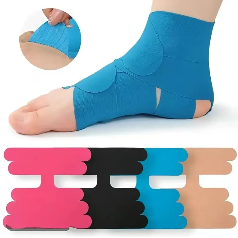 10pcs Pre-Cut Kinesiology Sports Tape- Universal Fit Elastic Athletic Muscle Tape, AnkleStabilizer for Ankle Support, Basketball, Soccer