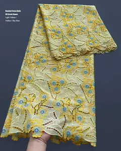 5 Yards of Elegant Soft Korea African Fabric Skin friendly Guipure Lace with Zetche Stones good for an important Event.   