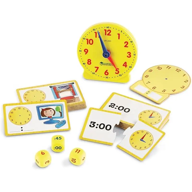 Kids Learning Clock, Time Teaching Activity Set, Educational Analog Clock for Children, Classroom Teaching Clock for Learning to Tell Time
