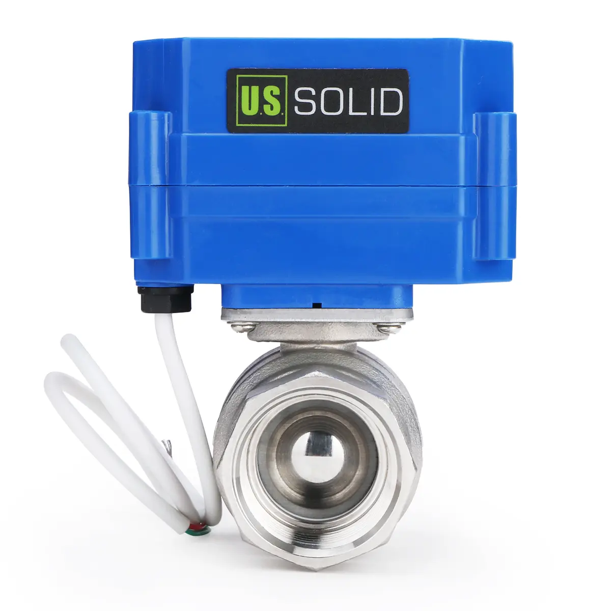 U.S. Solid 1" Motorized Ball Valve Stainless Steel Full Port 9-24V DC 2 Wire Reverse Polarity Normally Closed