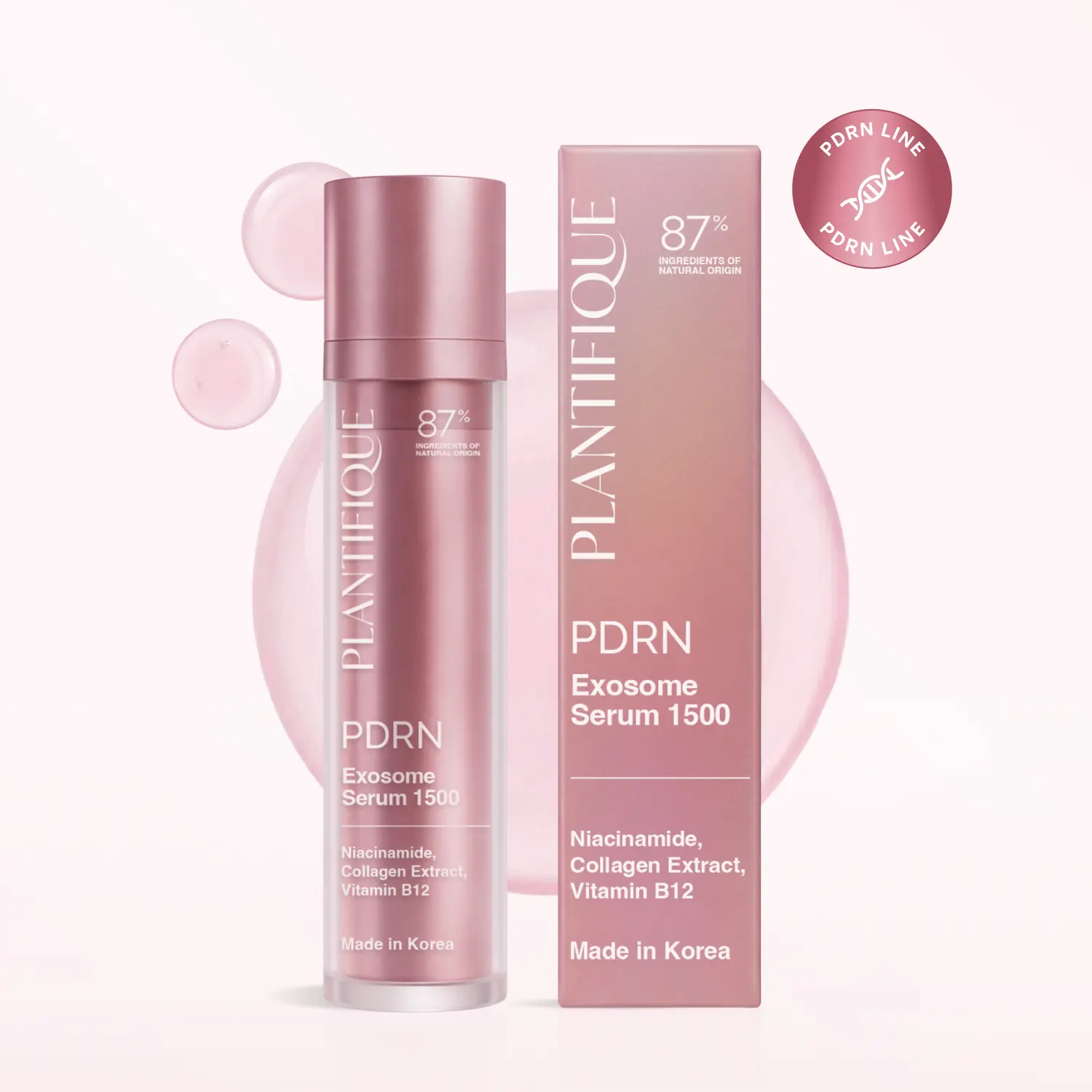 Plantifique PDRN Exosome Serum 1500, Anti-Aging Facial Treatment for Smoothing, Radiance & Even Skin Tone with Peptides & Niacinamide, Serums & Essences, Facial Use, Moisture, Uneven Skin Tone, Soft Skin
