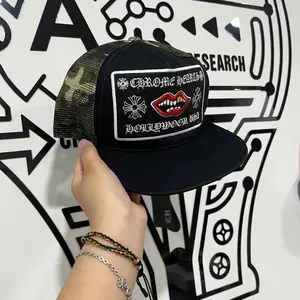Y2K Streetwear Trucker Camo Hat Embroidered Graphic Snapback Cap