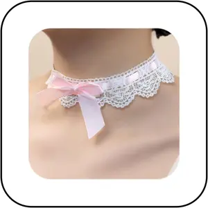 valentines gifts Vintage bow-knot choker necklace sexy lace collar necklace cute pink prom party wedding necklace for women