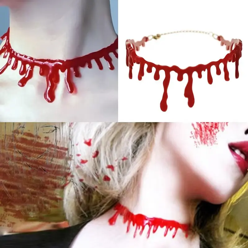Vampire Costume Jewelry, Dripping Blood Design, Perfect for Halloween Parties & Cosplay Events, Stylish Accessory for Women & Girls
