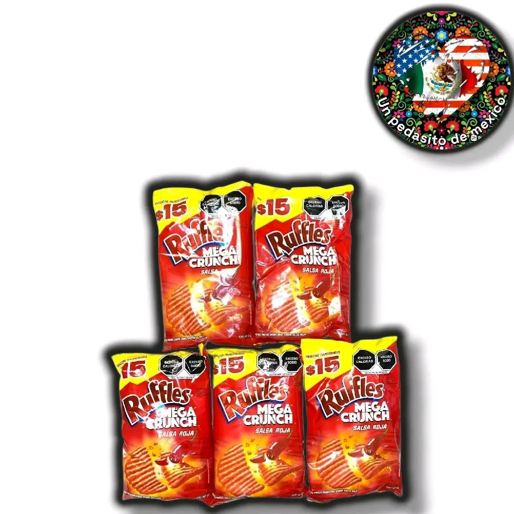 5 Pack Sabritas Ruffles Mega Crunch Sabor Salsa Roja