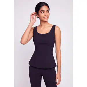 Solid Crepe Knit Peplum Top