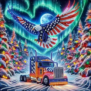 Eagle & Truck Pattern Irregular Shaped Diamond Art Painting Kit without Frame, DIY 5D Diamond Arts Painting Kit, Wall Art Decor for Home