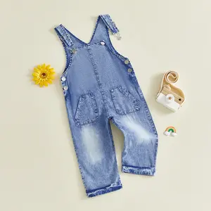 Baby Boy Girl Jean Overalls,Toddler Ripped Denim Cute Workwear