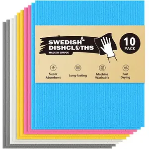 Swedish Dishcloths for Kitchen-10PK, Absorbent Sponge Dish Cloth, Dishcloths for Washing Dishes,  Paper Towels Dish Cloths, Swedish Towels for Home, Kitchen, Glass, 7" x 6"