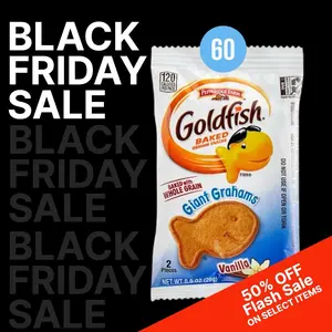 Goldfish Giant Grahams Shaped Goldfish | Vanilla | .9 Ounce | Pack of 60 | New Flavor Snack