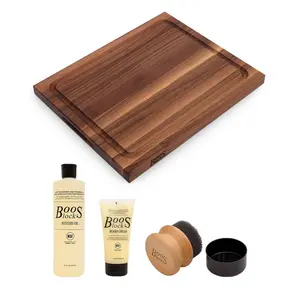 John Boos Walnut Wood Juice Groove Cutting Board w/ Boos Block Maintenance Set John Boos Walnut Wood Juice Groove Cutting Board w/ Boos Block Maintenance Set