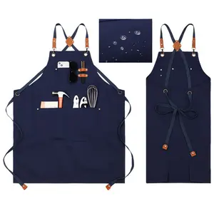 Universal Cross Back Apron for Men & Women, Adjustable Straps for No Neck Pain, Reinforced Rivets & Soft Cotton, Chest to Knee Coverage，Heavy-Duty Cotton for Chef, Art, Gardening