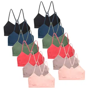 12 Pack Women's Racerback Bralette with Side Mesh Seamless Wireless Breathable Sports Athletic Workout Running Cycling Yoga Assorted Variety Pack Lady