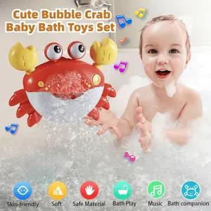 Baby Bath Toys for Toddlers, Crab Bath Bubble Maker with 12 Songs, 3 Pack Wind-Up Pool Toys, Bathtub Toys for Kids, Birthday Gift for Boys & Girls