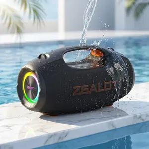 ZEALOT Portable Bluetooth Speaker for Outdoor Party, IPX6 Waterproof Wireless Subwoofer, 60W HD Stereo Deep Bass, RGB Lights, 8000mAh 10H Play, Bluetooth 5.4, Handle & Strap for Home Gym Camping Beach Pool Gift, Portable Waterproof Speakers