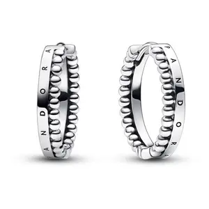 Pandora Signature Logo & Beads Hoop Earrings 292310C00