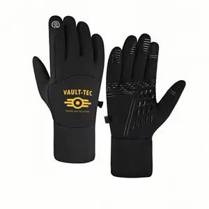 1 pair with Fallout 4 Vault Tec Logo Vintagewinter gloves hand gloves running gloves Touch Screen Touch Screen Compatible Running adult warm gloves Warm holiday gifts Classic Best Selling