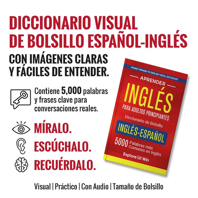 Aprender inglés para adultos principiantes – Diccionario de bolsillo inglés-español: 5000 palabras más comunes en inglés (Pocket Spanish to English Visual Dictionary)