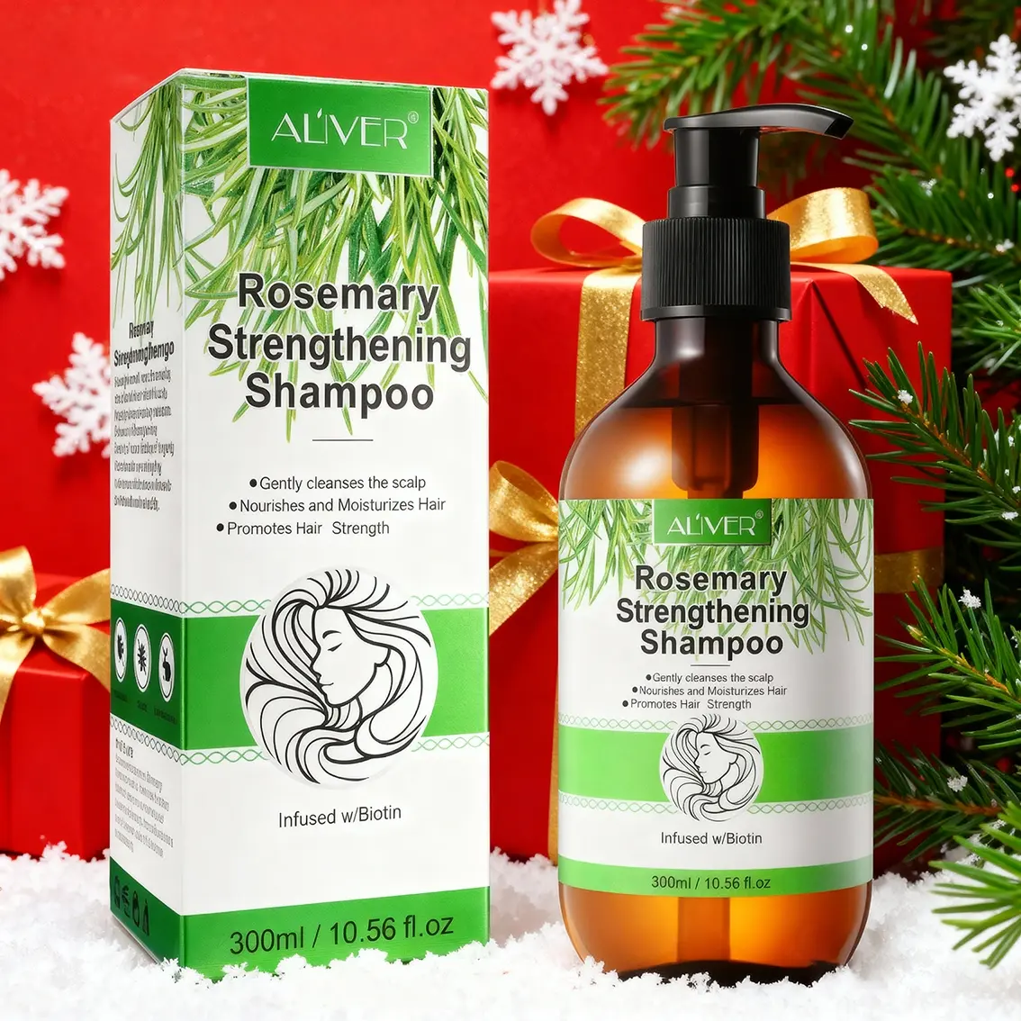 Aliver Rosemary Shampoo & Conditioner Set, Moisturizing Cleansing Repair Split Ends Smooth Hair, Suitable for All Hair Types, 100ML Liquid
