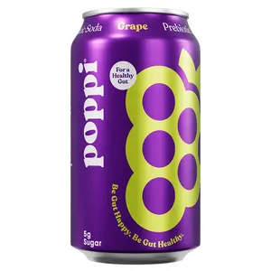 Poppi Prebiotic Soda, Grape, 12oz (Pack of 12)