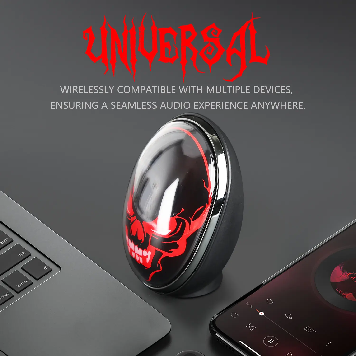 Skull audio box BT audio box Portable Mini Bluetooth Speaker, big audio and punchy bass, 5 hours of playtime, speaker for home, outdoor and travel Colorful Charging Smartphone Chargeable Wireless Black