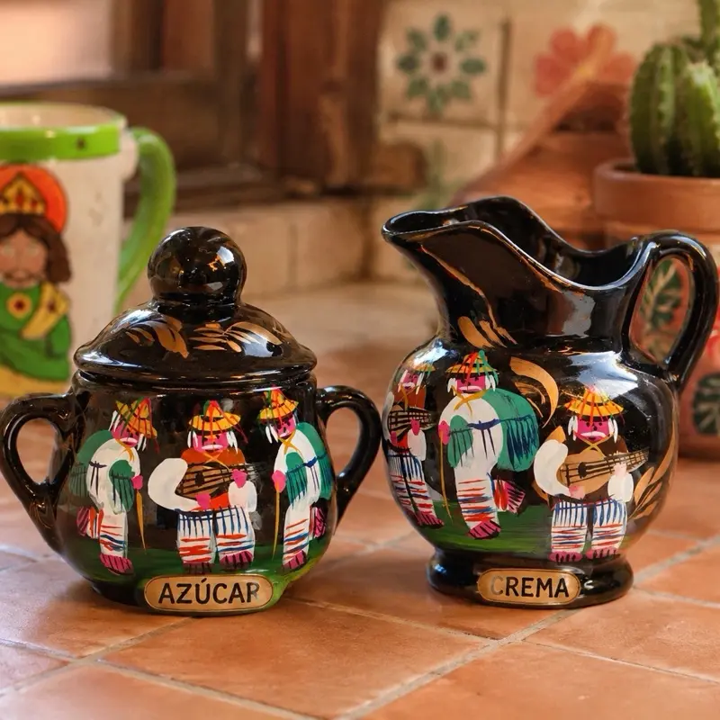 Mexican Michoacan Sugar & Creamer Set, Baking Essential for Coffee, Tea, and Dessert Prep