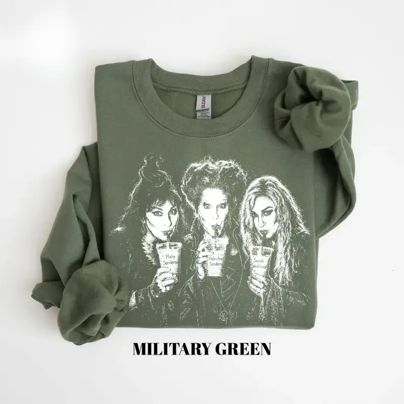 Vintage Hocus Pocus Iced Coffee Sweatshirt, Halloween Lover Crewneck, Sanderson Sisters Horror Inspired Graphic Pullover, Retro Spooky Season Gift
