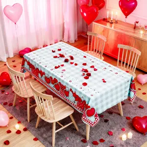 Valentine's Day Tablecloth with Rose Heart Design, Indoor and Outdoor Use for Home Kitchen Decor, Perfect for Christmas, Weddings, Parties, and Picnics, Picnic Table Cover