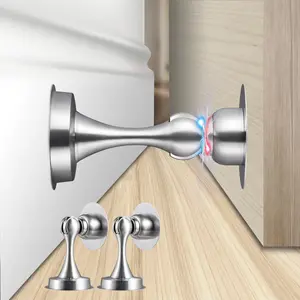 Door Stoppers - Versatile and Stainless Door Stopper with Catch - Security Door Stopper, Holder & Jam, for All Surfaces (2, Sliver-2Pack)