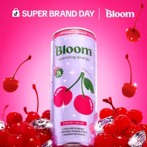 Shirley Temple - Bloom Sparkling Energy Drink - Natural Caffeine, Zero Sugar, 180mg Caffeine - Antioxidant-Rich with Green Coffee Bean, Green Tea Extract, Prebiotics, 12oz 12 Pack