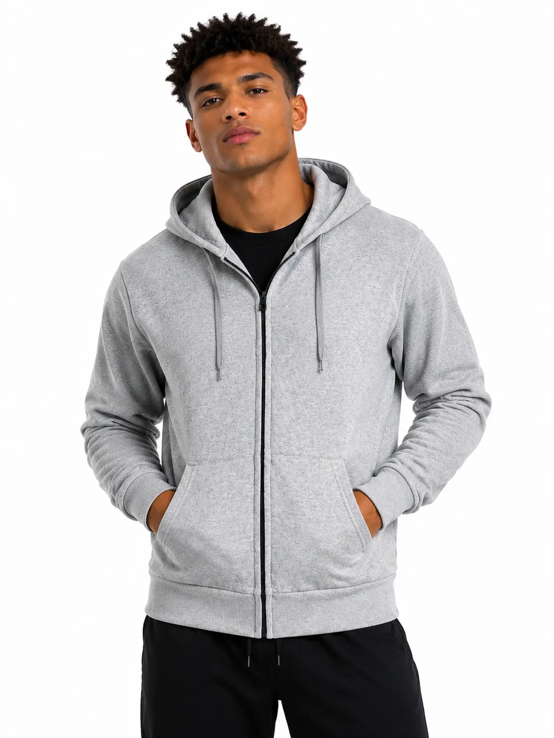 Men’s Heavyweight Zip-Up Hoodie Sweatshirt - Long Sleeve, 2-Pocket, Plain, Stylish Menswear Tops for Fall, Winter Casual Everyday Outerwear