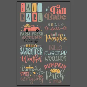 Fall DTF Transfers 22 x 36 Gang Sheet DIY Direct to Film T-Shirt Transfers for Shirts Hoodies & Sweatshirts Vibrant Designs Soft Touch Durable Finish Ideal for DIY Projects