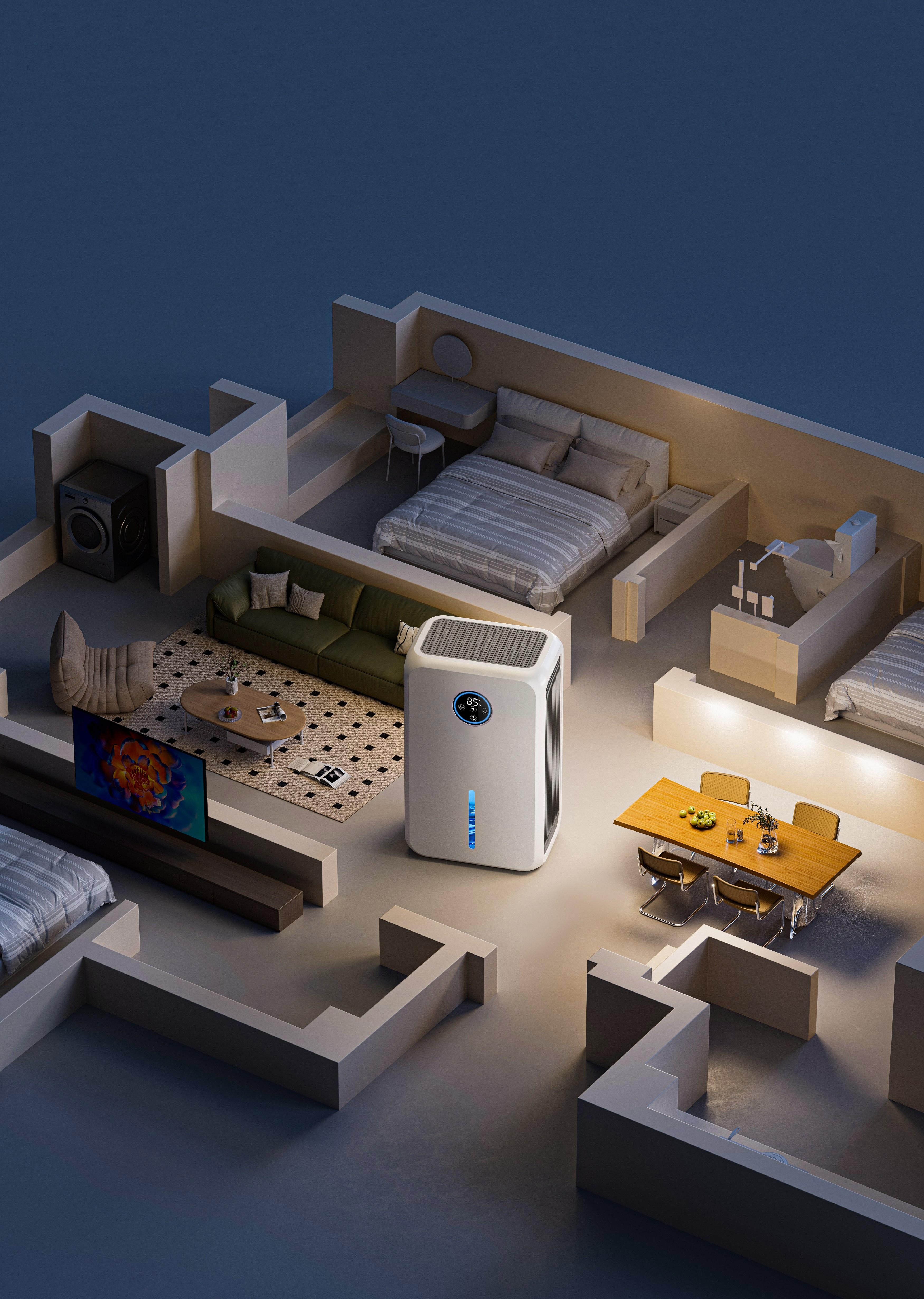 Smart Dehumidifier for Home, 2.6L Quiet Dehumidifier with LED Display, Auto Shut Off, Portable Dehumidifiers for Bedroom Bathroom RV Closet, Whisper-Quiet Operation