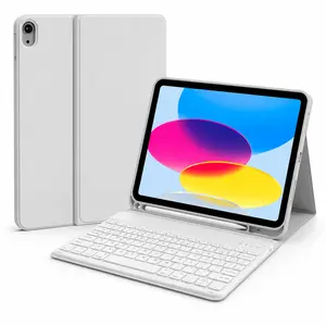 Detachable Bluetooth Keyboard Case for iPad 10th Gen 10.9 Inch 2022 and iPad A16 11 Inch 2025, Magnetic Stand Protective Folio Cover with Pencil Holder, Rechargeable Wireless Keyboard for Work School Travel