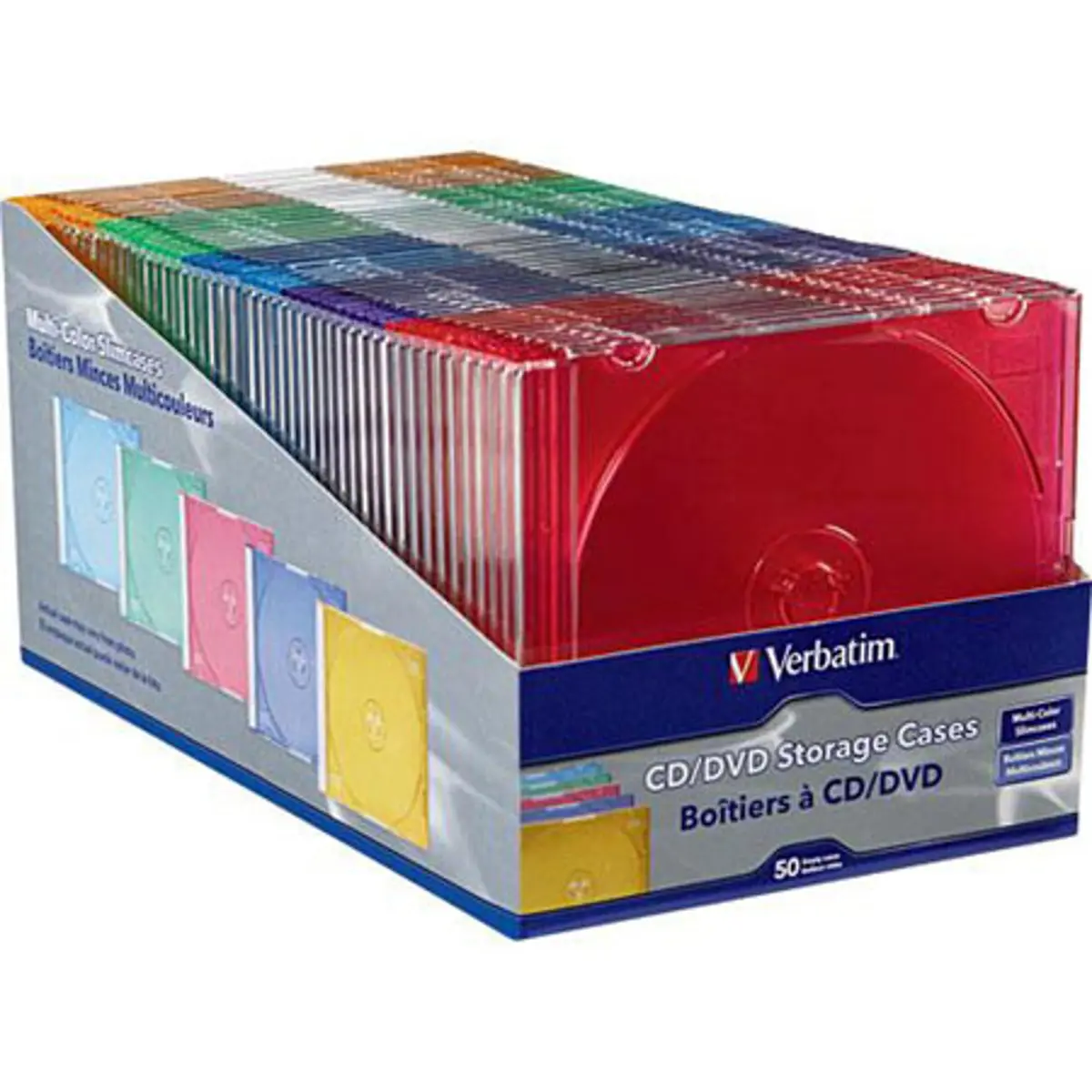 Verbatim Color Slim CD-DVD Storage Protection Cases, Pack of 50