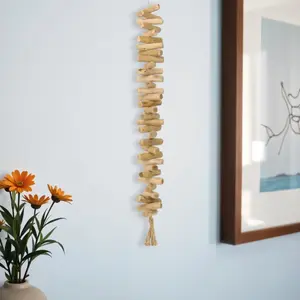 360 Stand 40 in. Brown Wood Rods & Rope Decorative Tassel - Handmade Driftwood Hanging Sculpture, Gift-Worthy Geometric Garland Home Decor