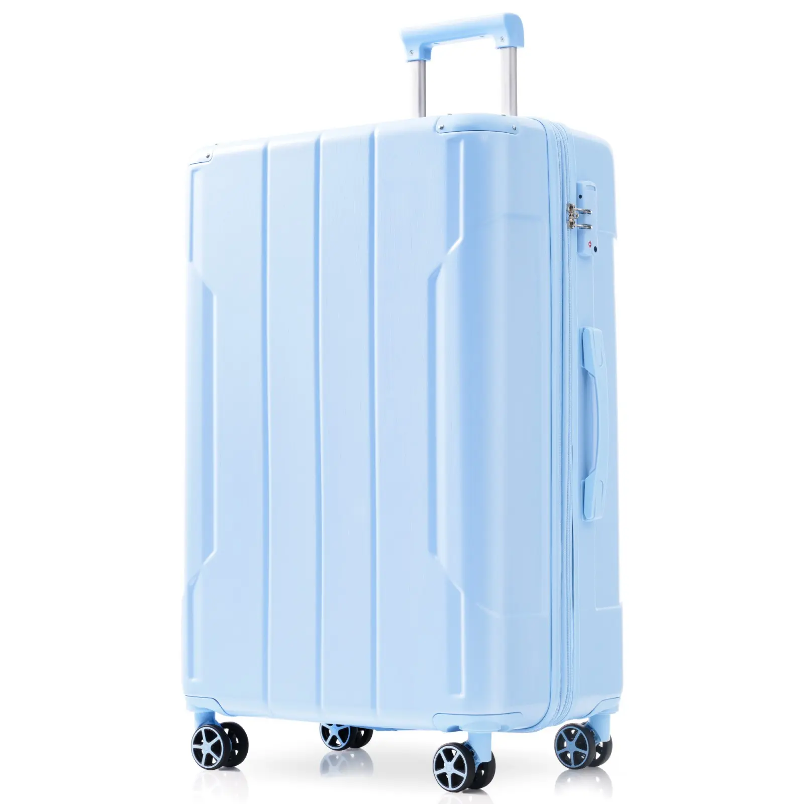 Hardshell Luggage Lightweight Durable ABS Suitcase with Double Wheels, Expandable 24-Inch Checked Travel Bag, Skyblue, Ideal for Vacation, Business Trips, and Weekend Getaways, Secure Packing for Clothing and Essentials, Home Furniture and