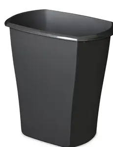 10 Gallon Black Kitchen Trash Can Open Top Durable Plastic Garbage Bin Home Use