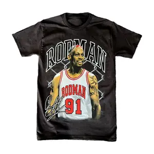Rodman Graphic Tee, Y2K Rap Streetwear T-Shirt, Unisex Crew Neck, Vintage Hip-Hop Graphic, Sports Style, Casual Cotton Fit