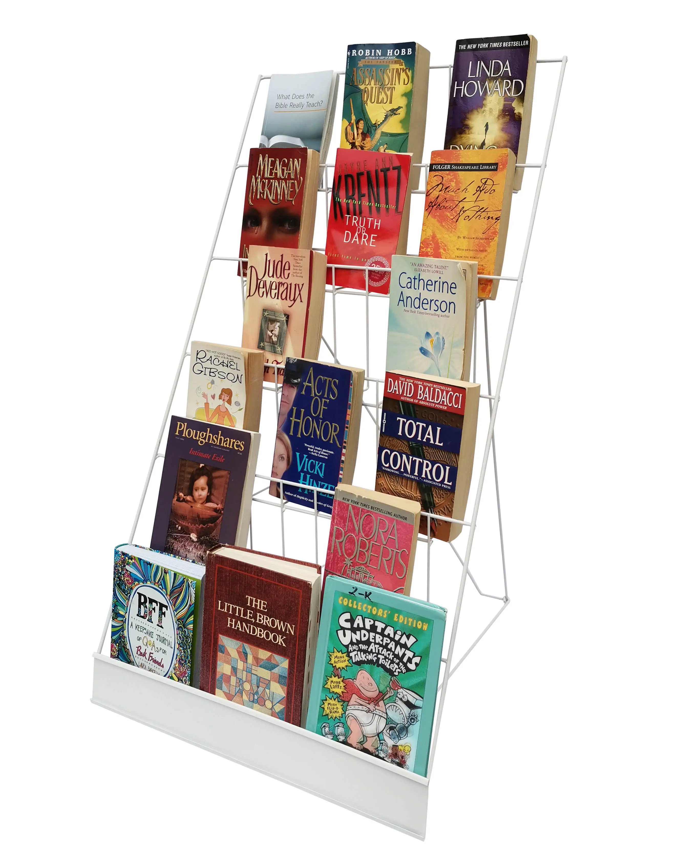 FixtureDisplays® 6-Tier White 18" Wide Wire Tabletop Display Rack Greeting Card Rack Book CD DVD Stand Tile Sample Literature Countertop Showcase 119352-WHT-NF
