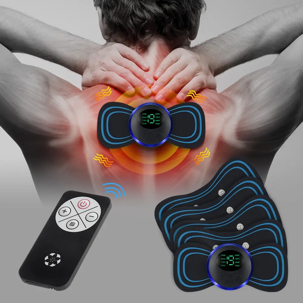 5pcs Neck Massage Stickers Shoulder Vertebra Muscle Gel Pads Waist Back Leg Body Massager Remote Control USB Rechargeable Massagers Neck Shoulder Relaxer