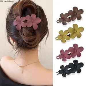 4Pcs Flower Flat Hair Clips for Women Matte Flat Hair Claw French Alligator Clips Non-Slip Cute Duck Billed Flat Claw Clips for Thick Hair for Girls SpringStatements
