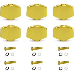 6 count Metal Big Square Shape Guitar Tuning Peg Tuners Machine  Replacemen Buttons knob Handle Tip ()