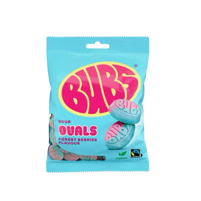 Bubs Swedish Flavored Sour Candy Ovals, Forest Berries Candy Snacks - 1 Cabinet Safe Bag (5.5oz)