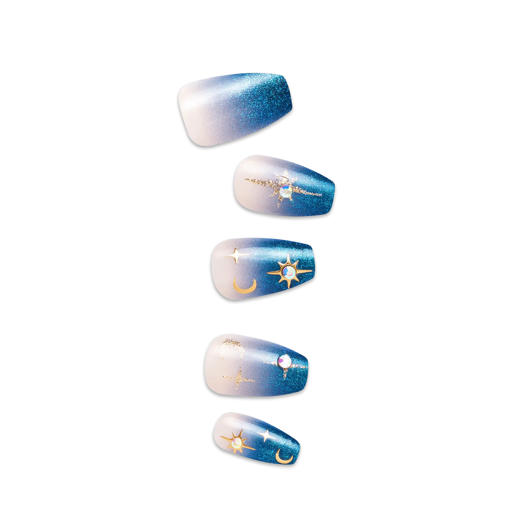 Impress Design Halloween No Glue Fake Press On Nails - Fatal Spell | Design, Blue, Medium, Coffin, Glow In The Dark, Manicure