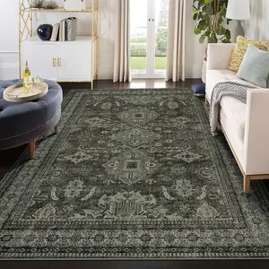GARVEE - Washable Area Rug 9 x 12 Inches, Oriental Rug for Living Room, Classic Soft Rug for Bedroom, Distressed Rug, Stain Resistant, for Dining Room,