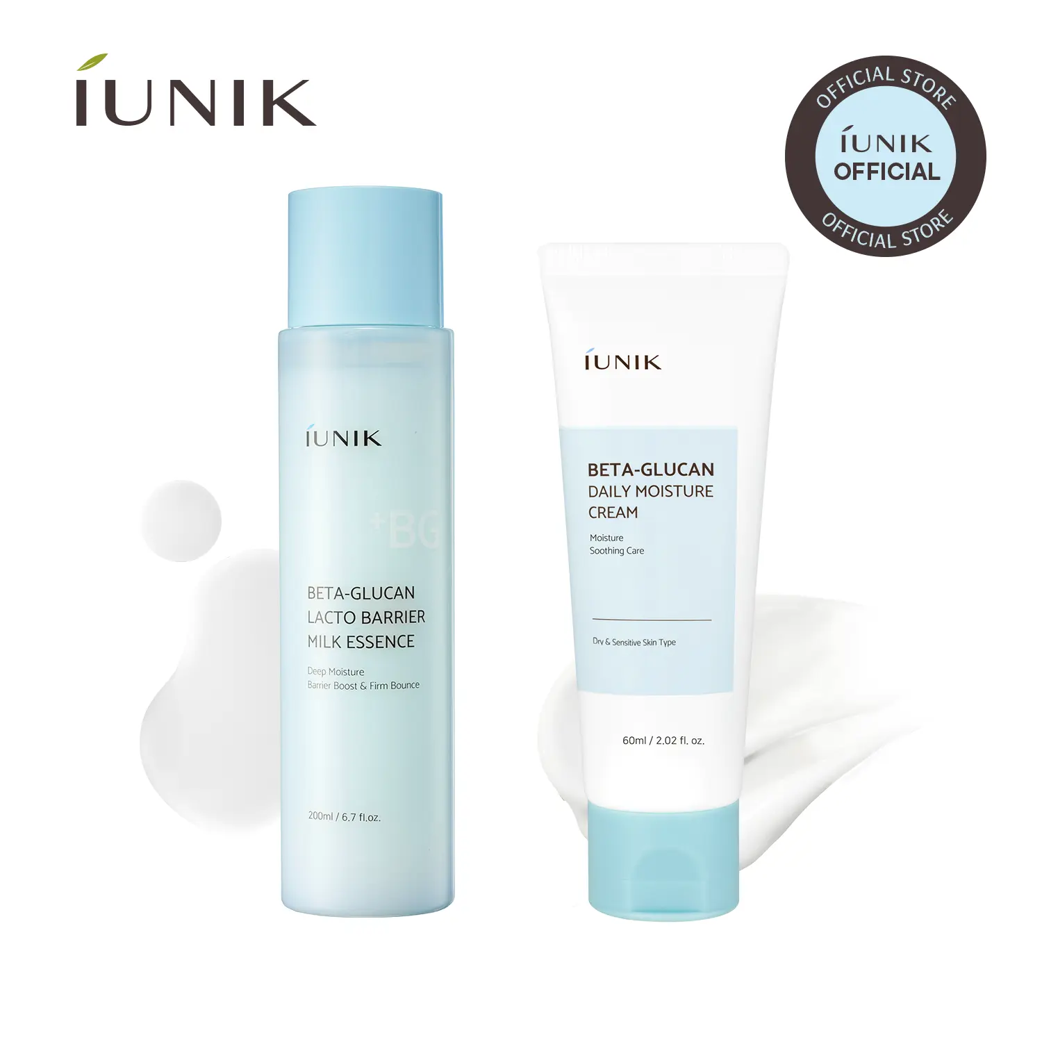 [IUNIK Official] Beta Glucan Daily Hydration Barrier Duo | Lacto Barrier Milk Essence + Daily Moisture Cream Set | summervibes