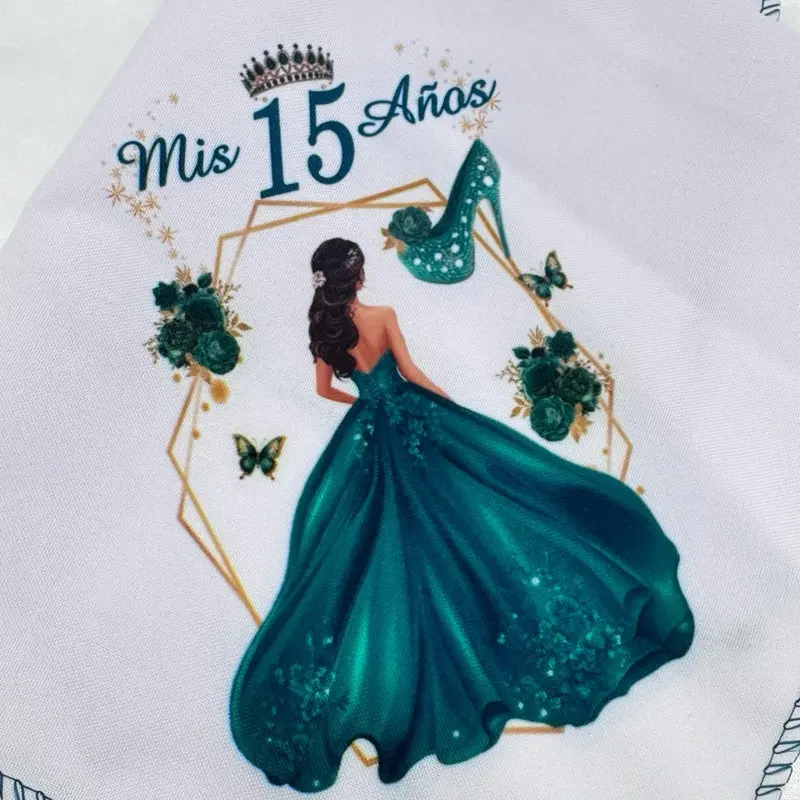 12pcs Durable 10x10in 100% Polyester Square Traditional Napkins - Elegant Design Tableware with Message, Includes Cutlery, Stays Fresh for Quinceanera & Special Celebration Events, Quinceanera Event