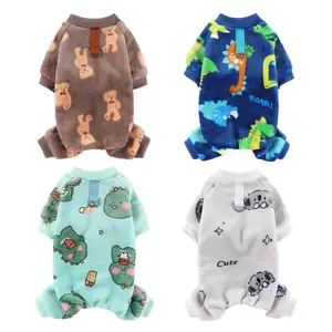 Cute Cartoon Dog Pajamas for Small Pets, Comfortable Winter for Dogs & Cats, Ideal Holiday Onesie, Stylish Pet Sleepwear